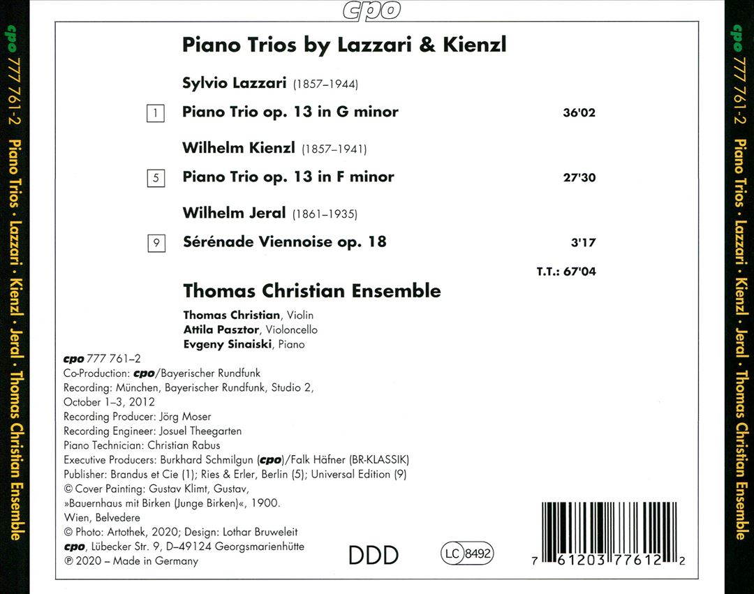 Sylvio Lazzari, Wilhelm Kienzl, Wilhelm Jeral: Piano Trios cover art