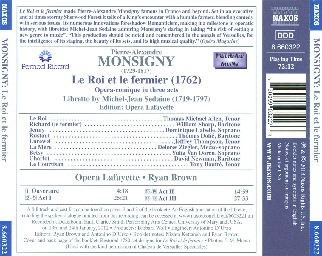 Pierre-Alexandre Monsigny: Le Roi et le fermier cover art
