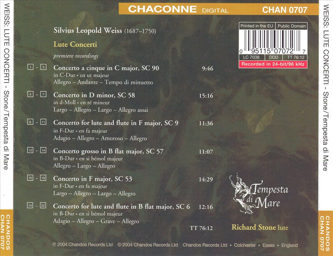 Silvius Leopold Weiss: Lute Concerti cover art