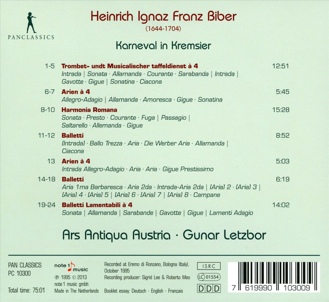 Heinrich Ignaz Franz Biber: Karneval in Kremsier cover art