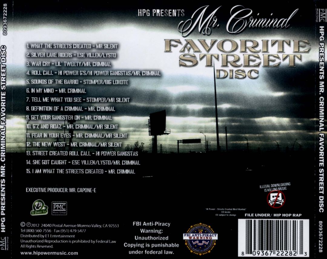 Mr. Criminal Favorite Street Disc cover art