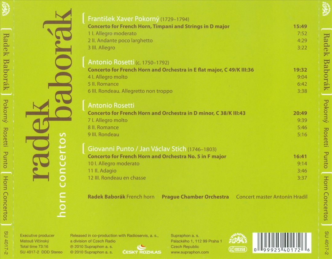 Horn Concertos by Pokorny, Rosetti & Punto cover art