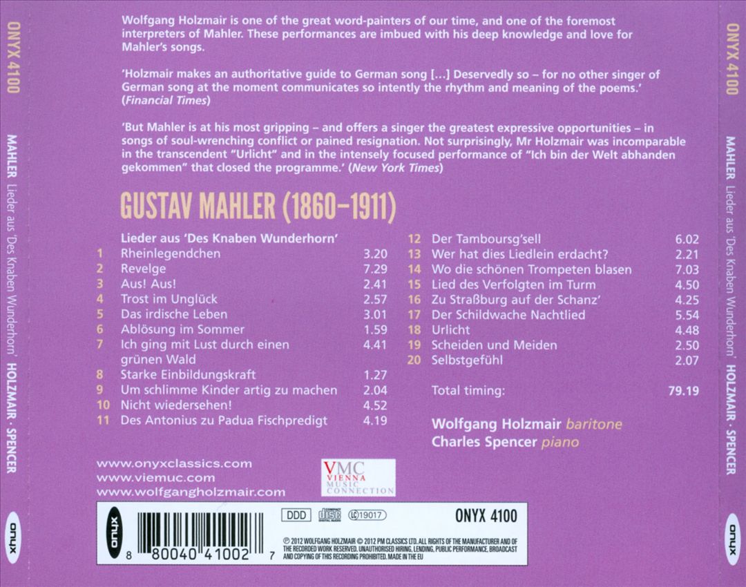 Mahler: Des Knaben Wunderhorn cover art