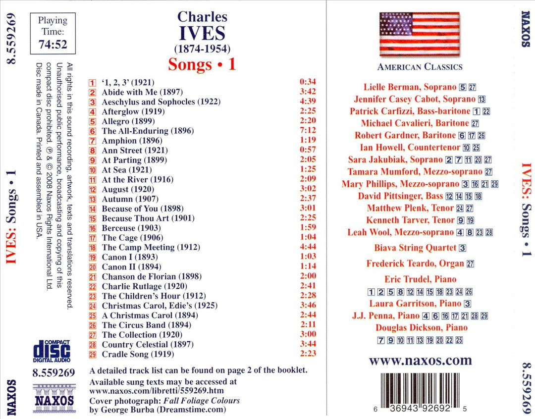 Charles Ives: Songs, Vol. 1 cover art