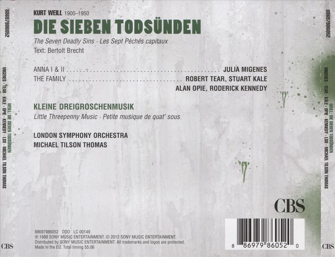 Weill: Die Sieben Todsünden; Kleine Dreigroschenmusik cover art