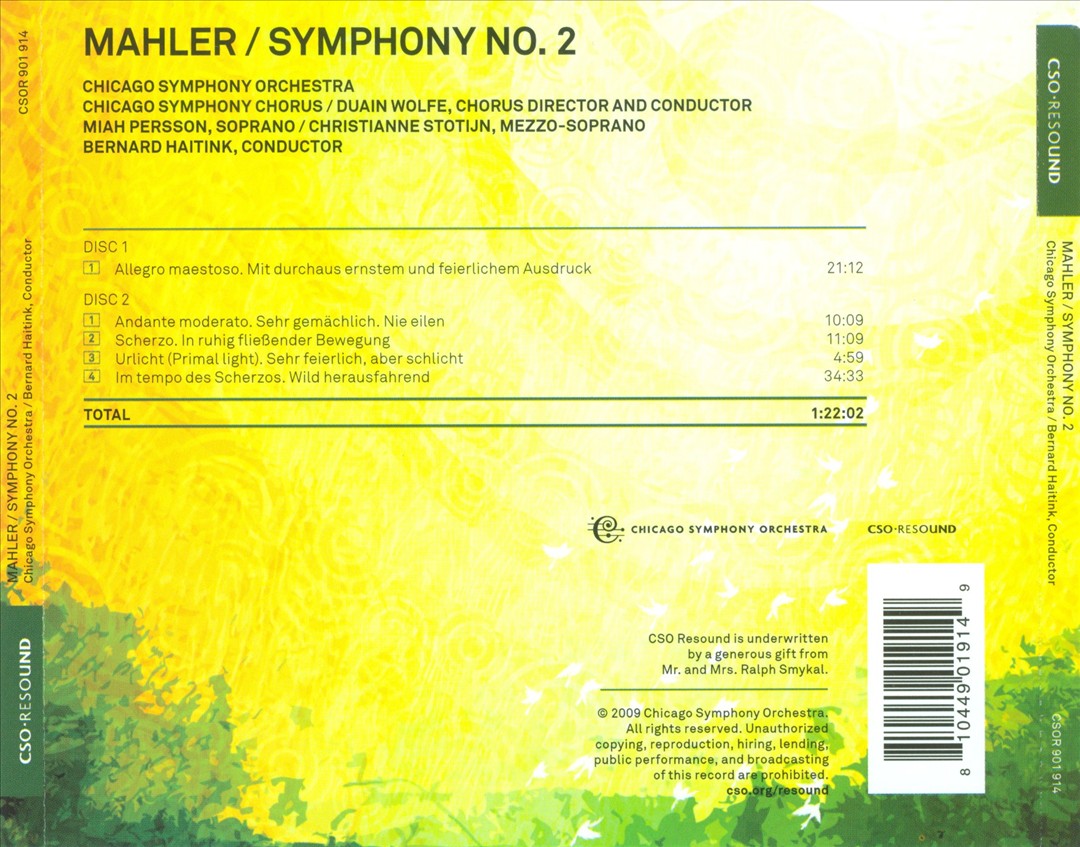Mahler: Symphony No. 2 cover art