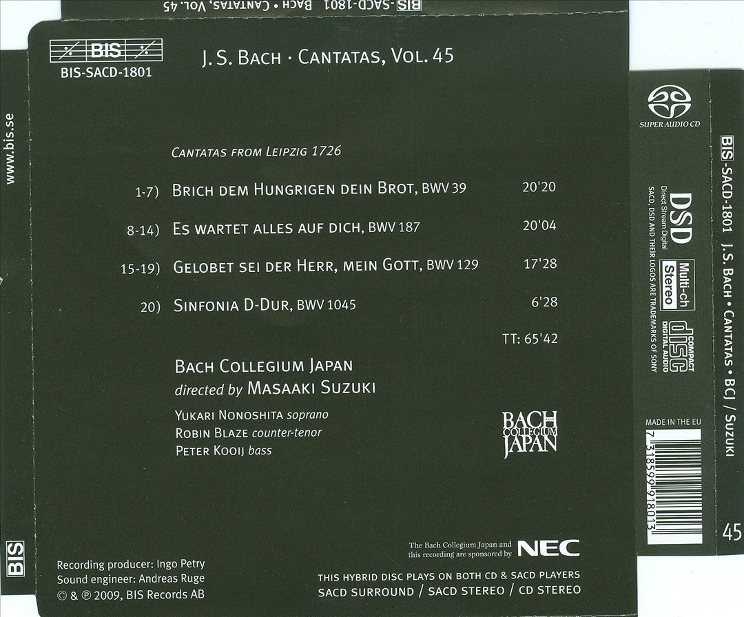Bach: Cantatas, Vol. 45 cover art