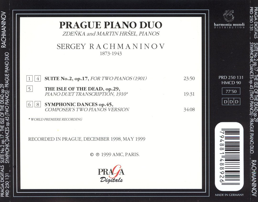 Rachmaninov: Suite No. 2 Op. 17; Symphonic Dances Op. 45 for two pianos; The Isle of the Dead Op. 29 - Piano duet version cover art