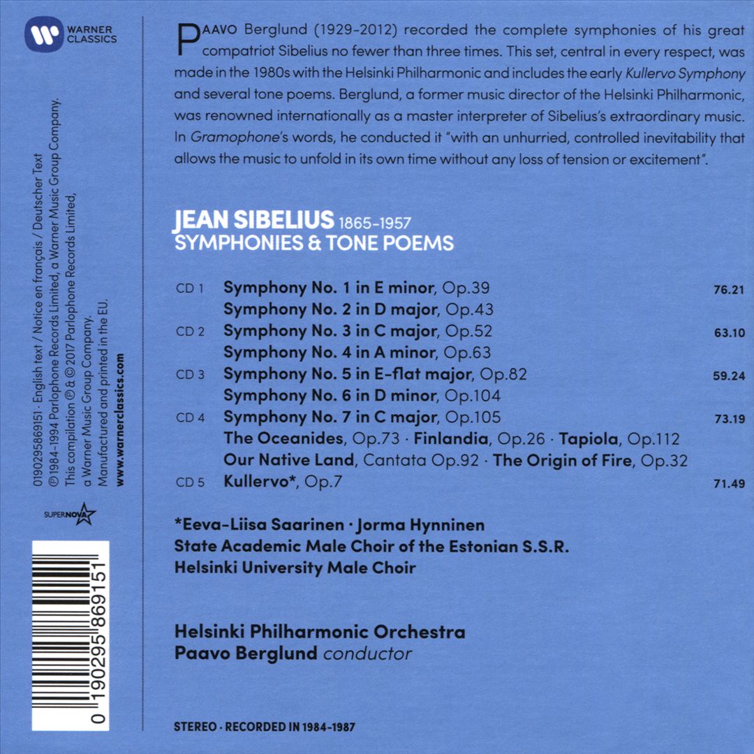 Sibelius: Symphonies 1-7; Finlandia; The Oceanides; Tapiola; Kullervo cover art