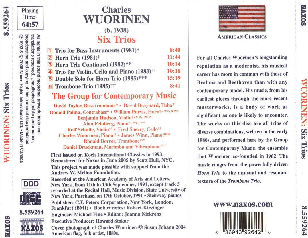 Charles Wuorinen: Six Trios cover art