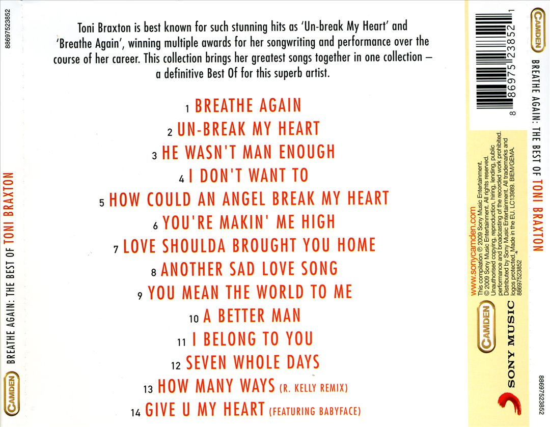 Breathe Again: The Best of Toni Braxton cover art