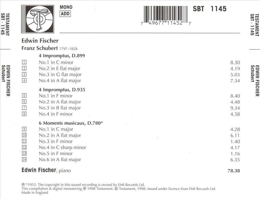 Schubert: 8 Impromptus D 800 & 935; 6 Moments musicaux D 780 cover art