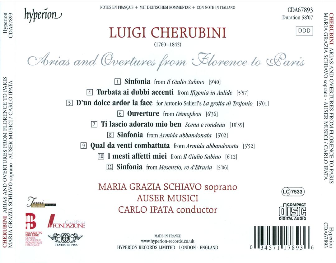 Cherubini: Arias & Overtures from Florence to Paris cover art