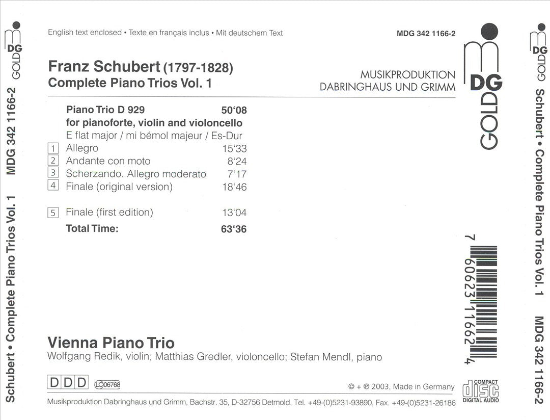 Schubert: Complete Piano Trios, Vol. 1 cover art