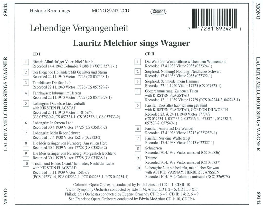Lebendige Vergangenheit: Lauritz Melchior sings Wagner cover art
