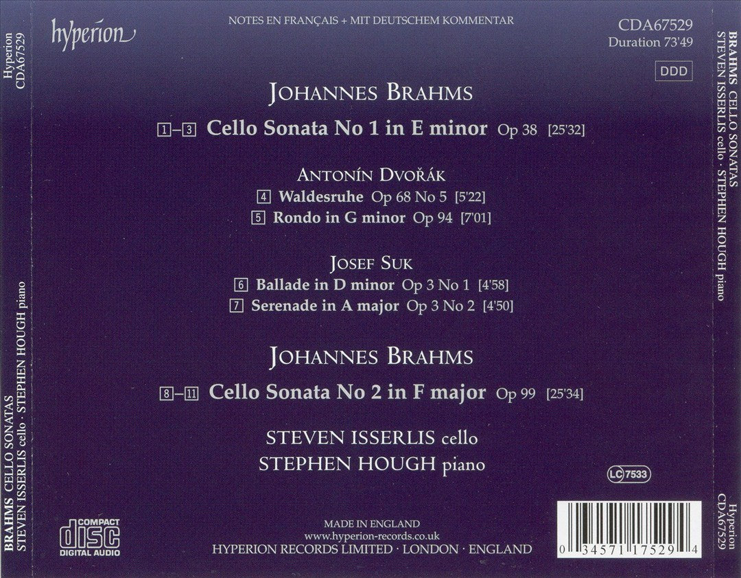 Brahms: Cello Sonatas cover art