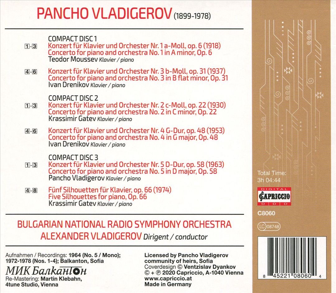 Pancho Vladigerov: The Piano Concertos Nos. 1-5 cover art