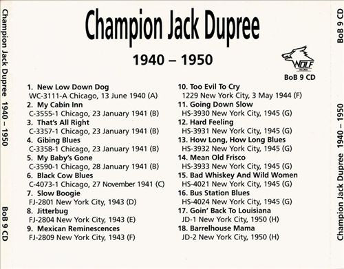 Champion Jack Dupree 1940-1950 cover art