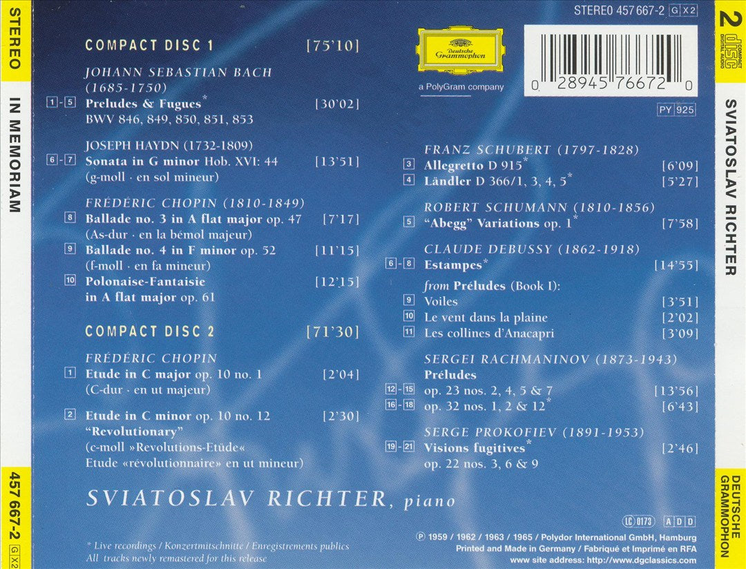 Sviatoslav Richter: In Memoriam cover art