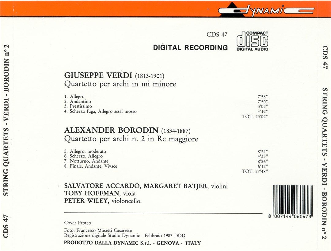 Verdi: String Quartet; Borodin: String Quartet No. 2 cover art