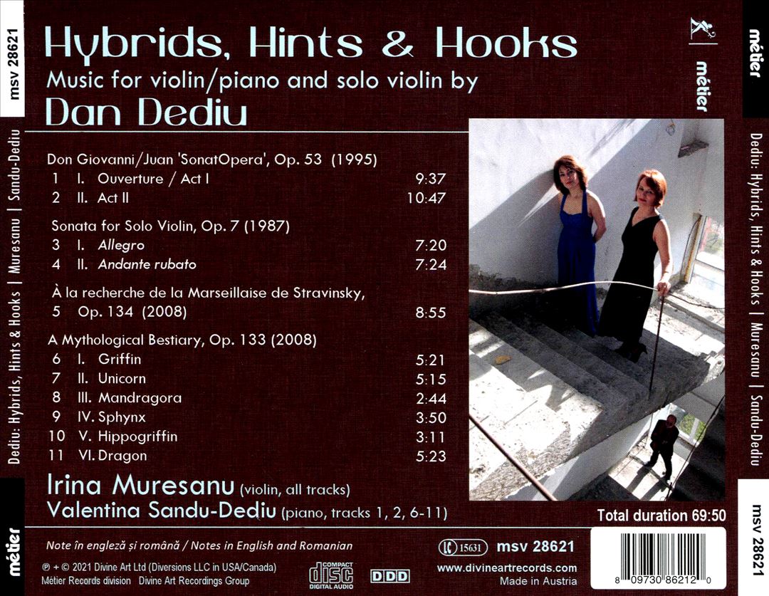 Hybrids, Hints & Hooks: Music for Violin/Piano & Solo Violin by Dan Dediu cover art