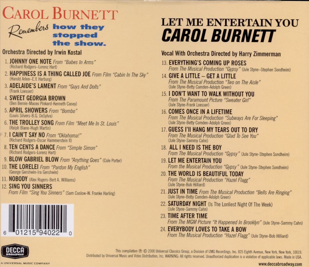Let Me Entertain You: Carol Burnett Sings cover art