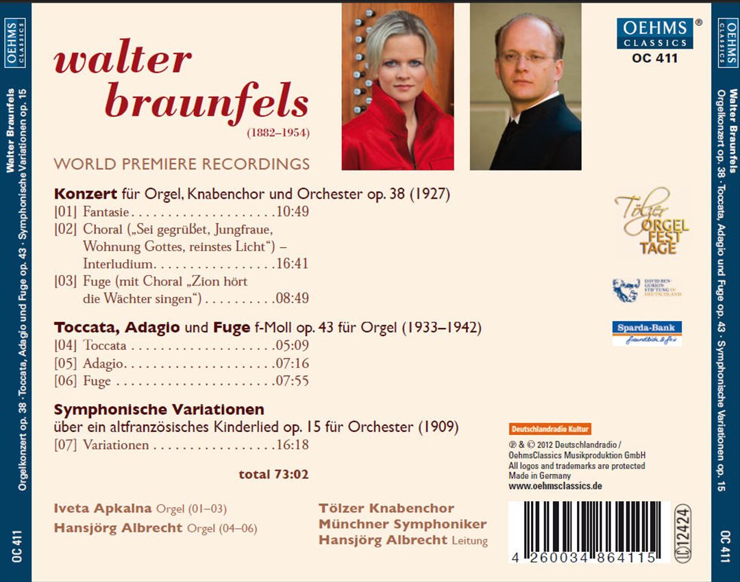Walter Braunfels: Konzert für Orgel, Knabenchor und Orchester und andere Welt-Ersteinspeilungen cover art