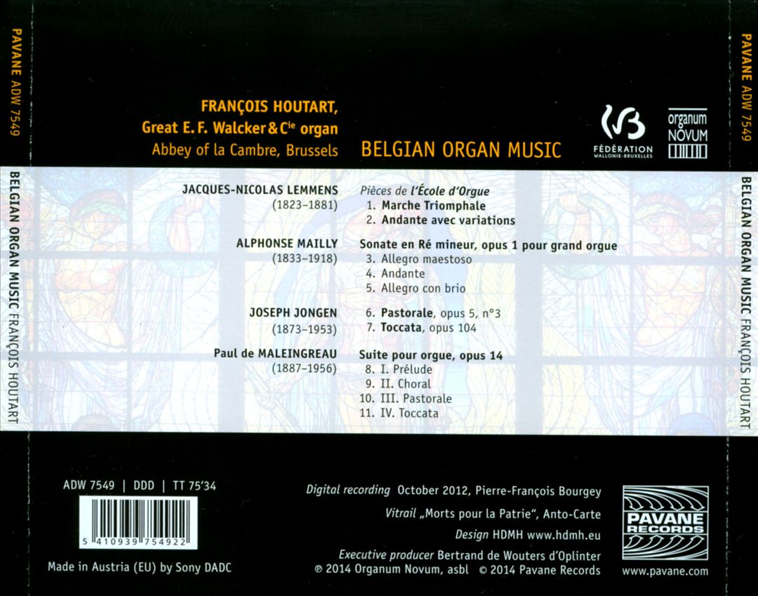 Belgian Organ Music: Lemmens, Mailly, Jongen, de Maleingreau cover art