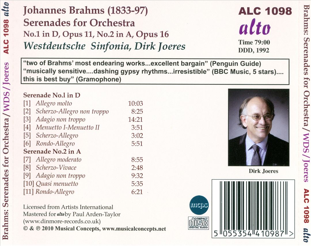 Brahms: Serenades Nos. 1 & 2 cover art