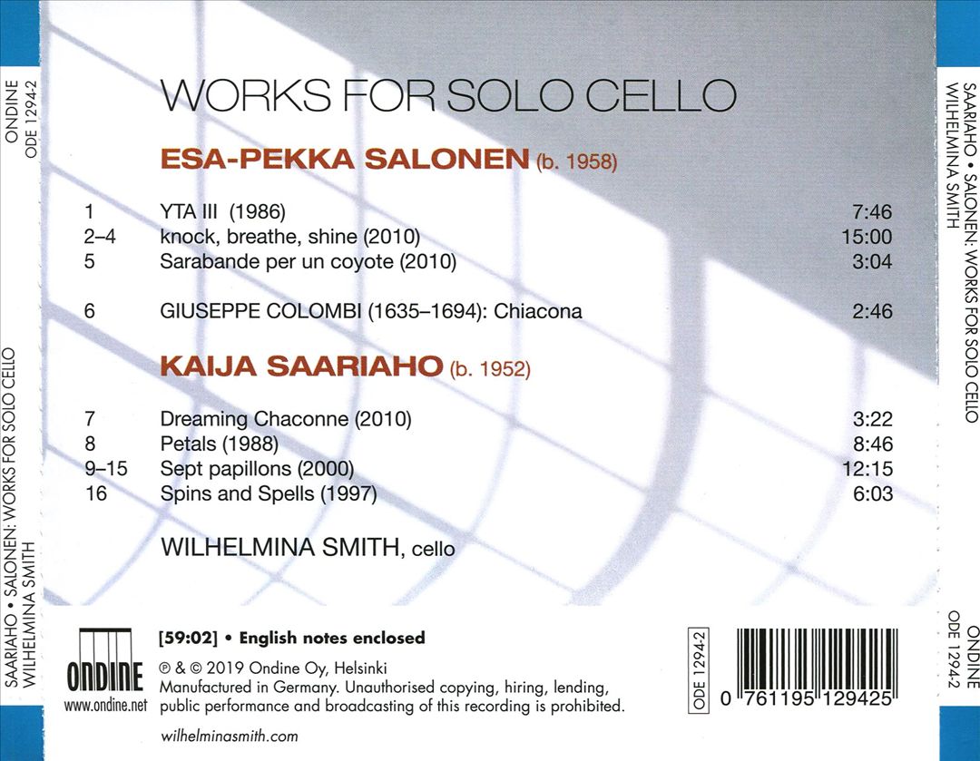 Esa-Pekka Salonen, Kaija Saariaho: Works for Solo Cello cover art