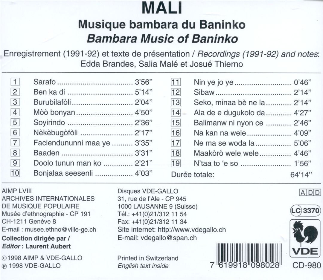 Mali: Bambara Music of Baninko cover art