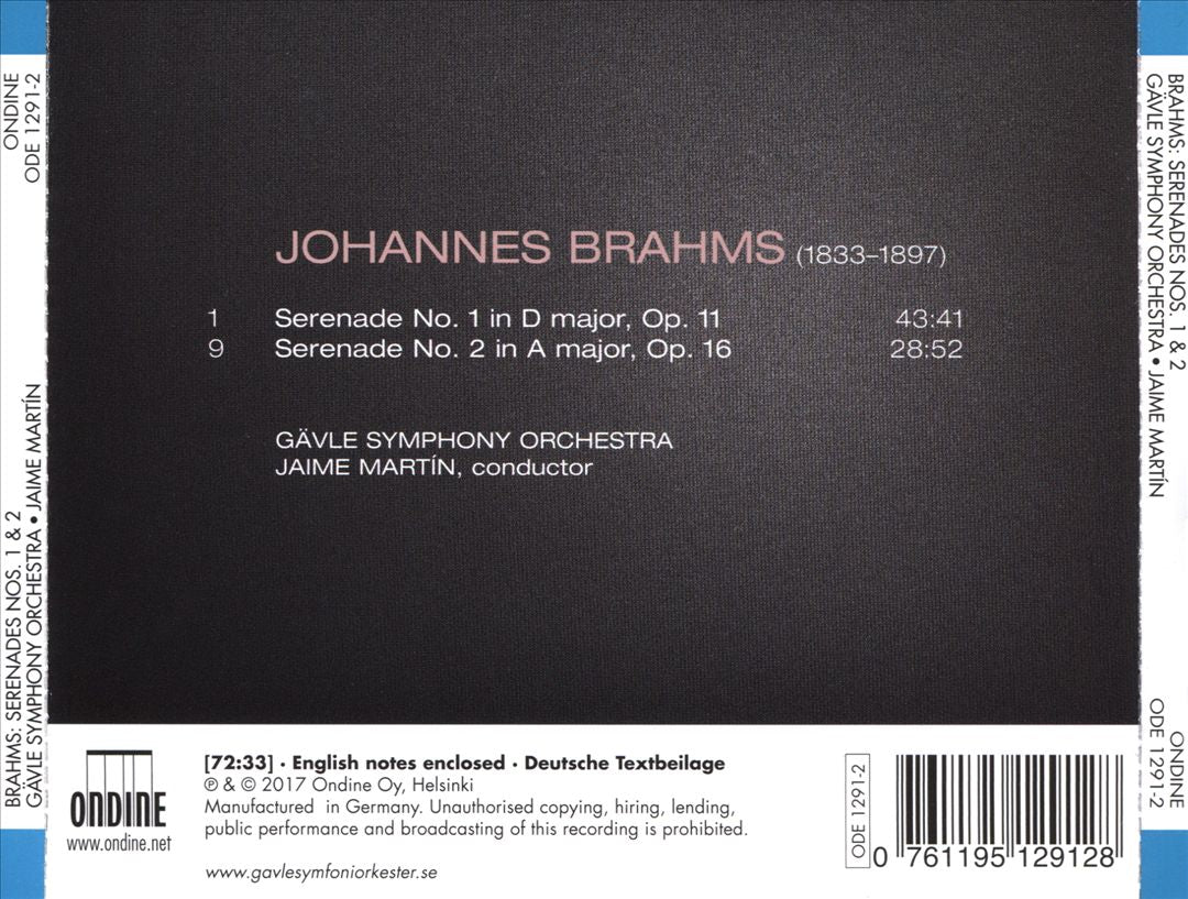 Brahms: Serenades Nos. 1 & 2 cover art