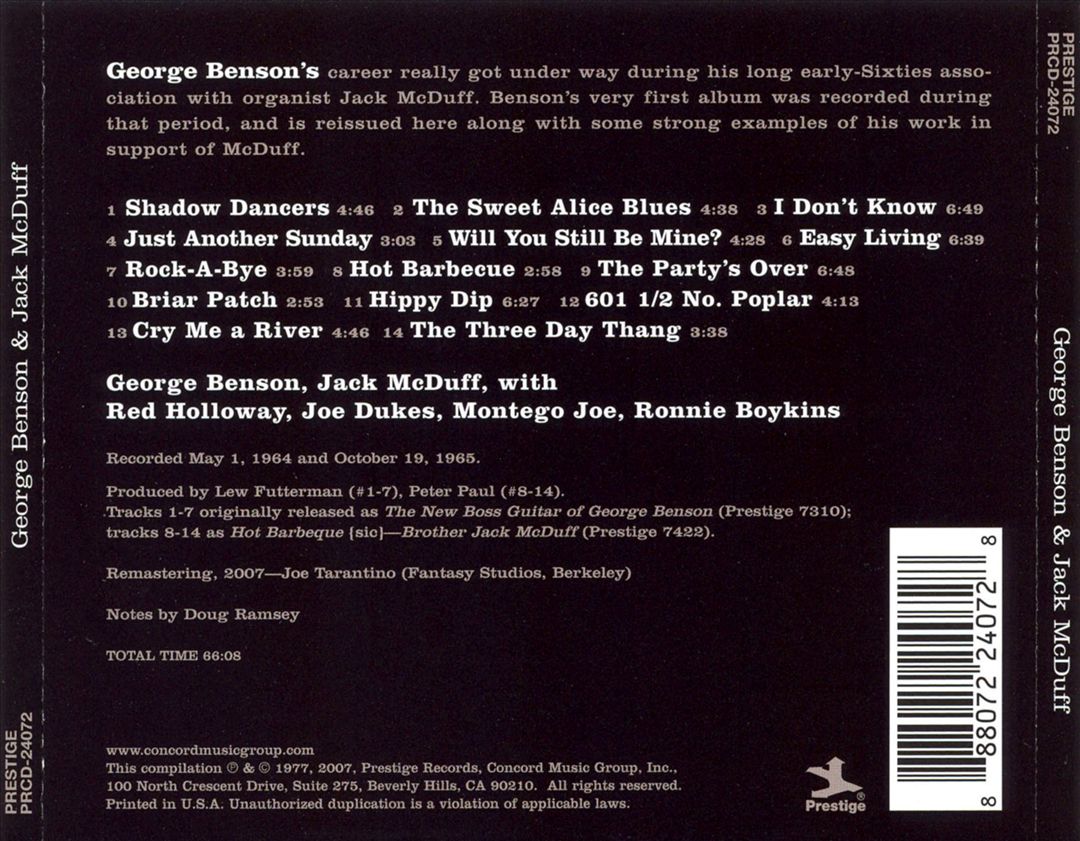 George Benson/Jack McDuff cover art