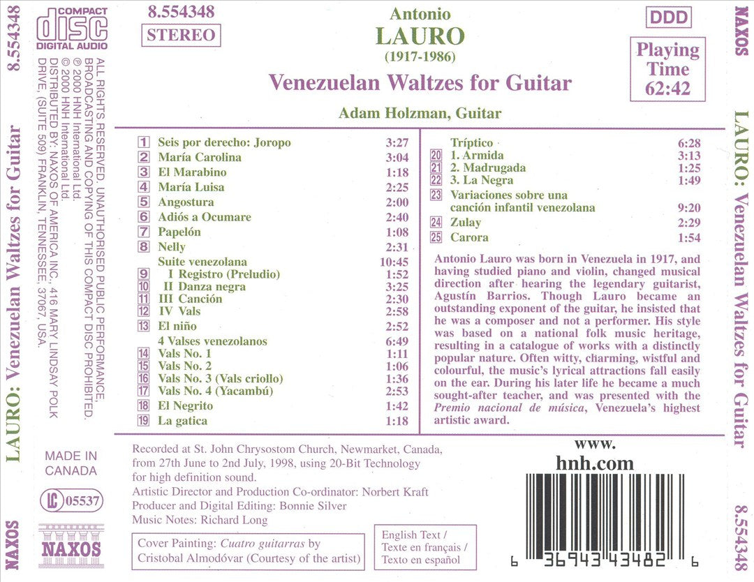 Lauro: Venezuelan Waltzes for Guitar cover art
