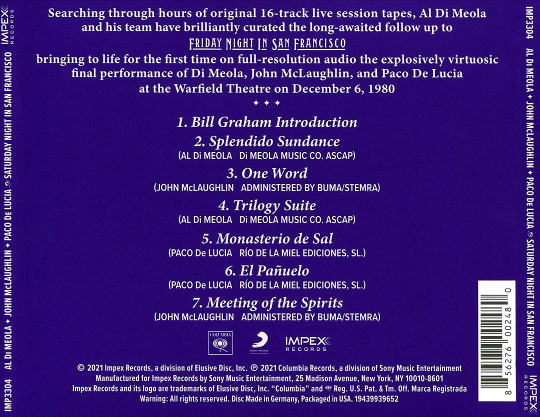 Saturday Night in San Francisco: Live December 6, 1980 cover art