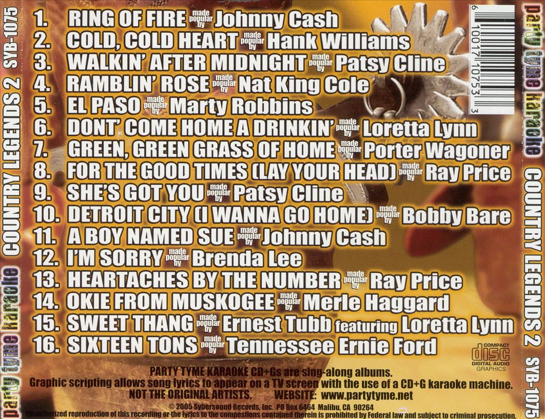 Party Tyme Karaoke: Country Legends, Vol. 2 cover art