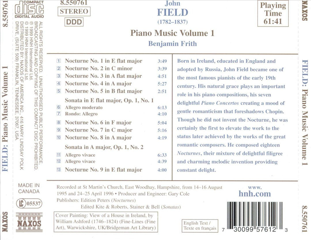 Field: Piano Music, Vol. 1 (Nocturnes and Sonatas) cover art