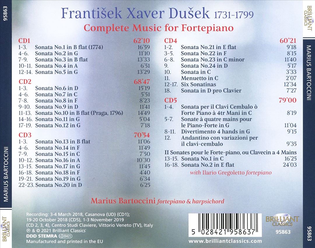 Dusek: Complete Music for Fortepiano cover art
