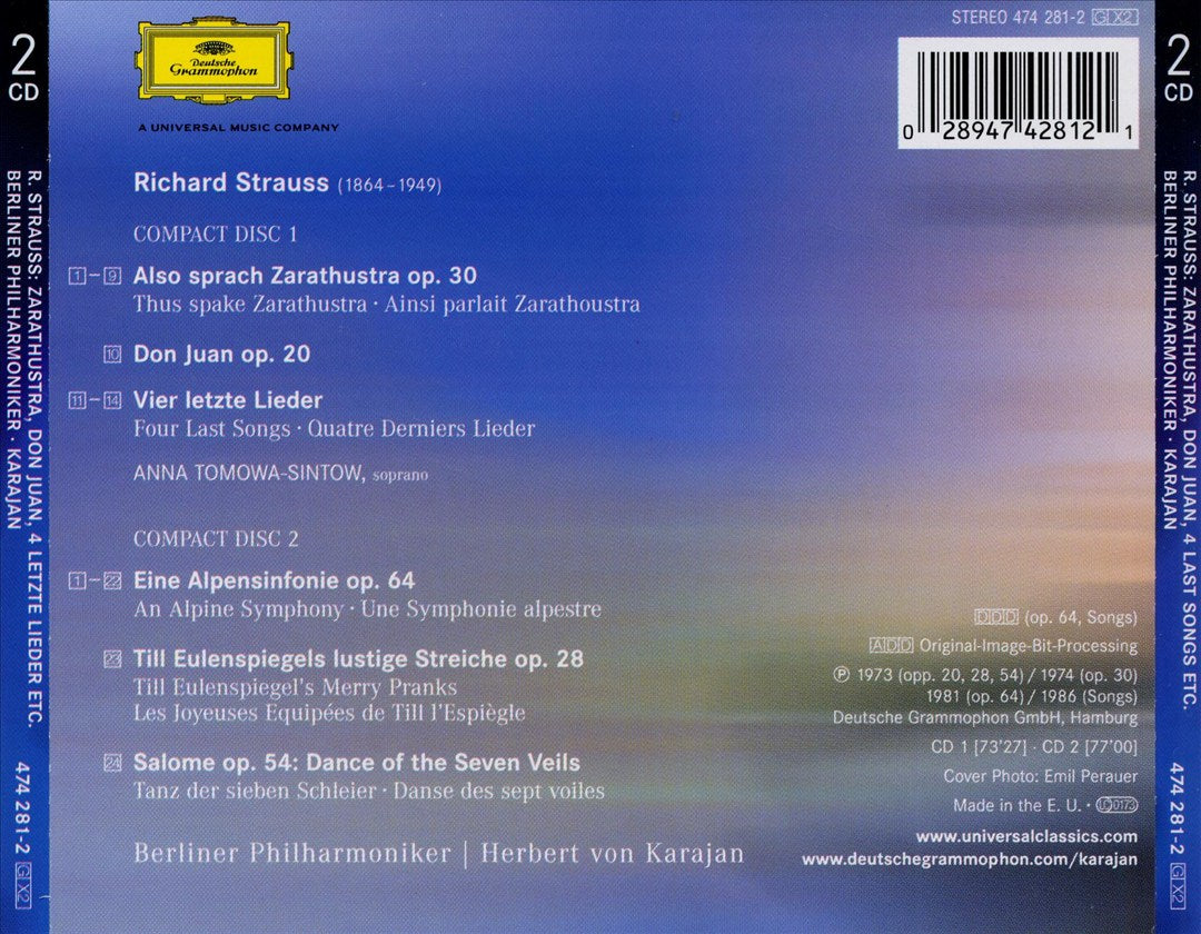 R. Strauss: Zarathustra; Don Juan; 4 Last Songs, etc. cover art