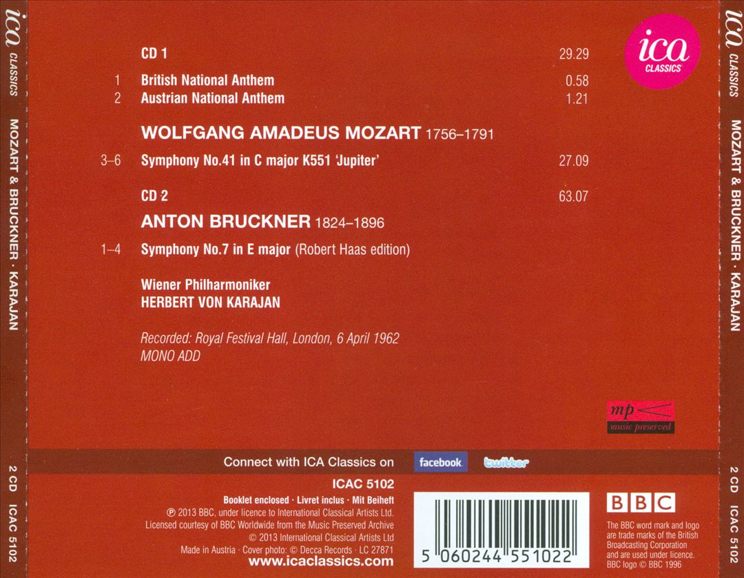 Herbert von Karajan conducts Mozart, Bruckner cover art