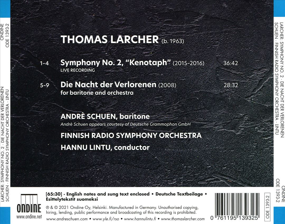 Thomas Larcher: Symphony No. 2 "Kenotaph"; Die Nacht der Verlorenen cover art