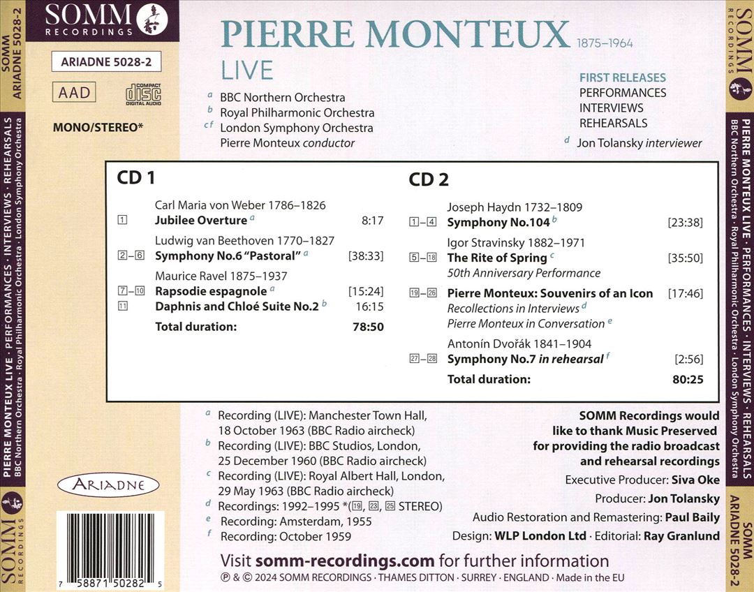 Pierre Monteux Live: Beethoven, Haydn, Ravel, Stravinsky, Weber cover art