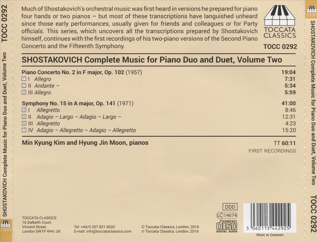 Shostakovich: Complete Music for Piano Duo and Duet, Vol. 2 cover art