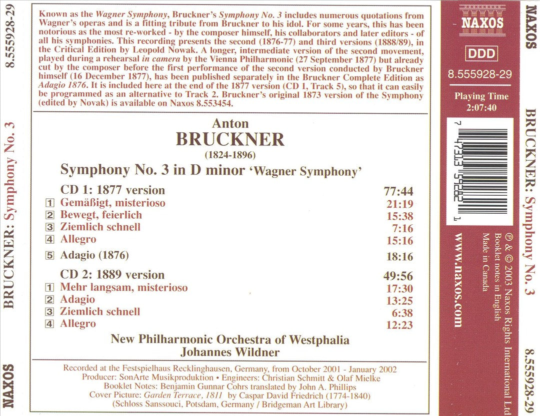 Bruckner: Symphony No. 3 (1877 and 1889 Versions) cover art