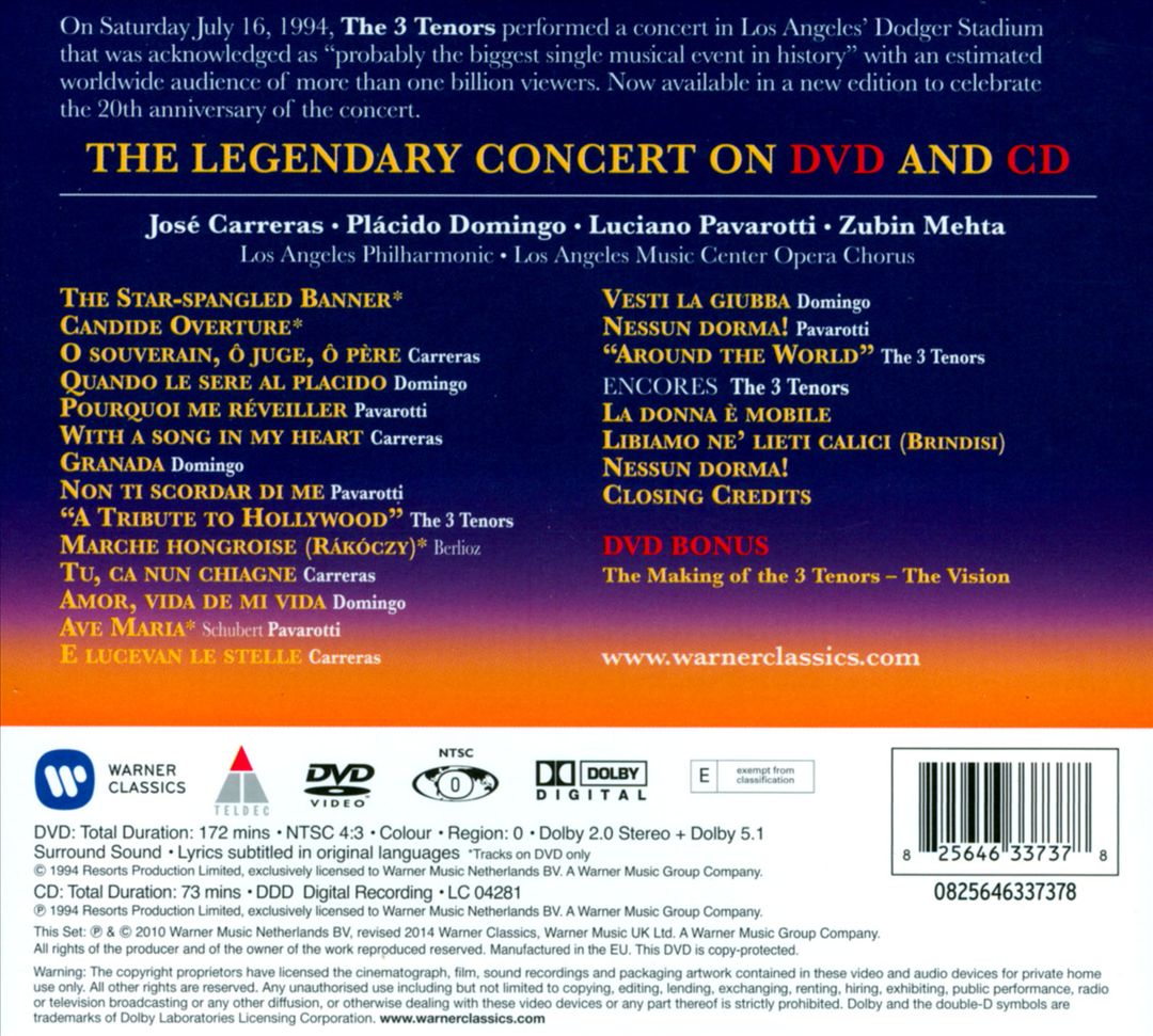 Three Tenors in Concert 1994 cover art