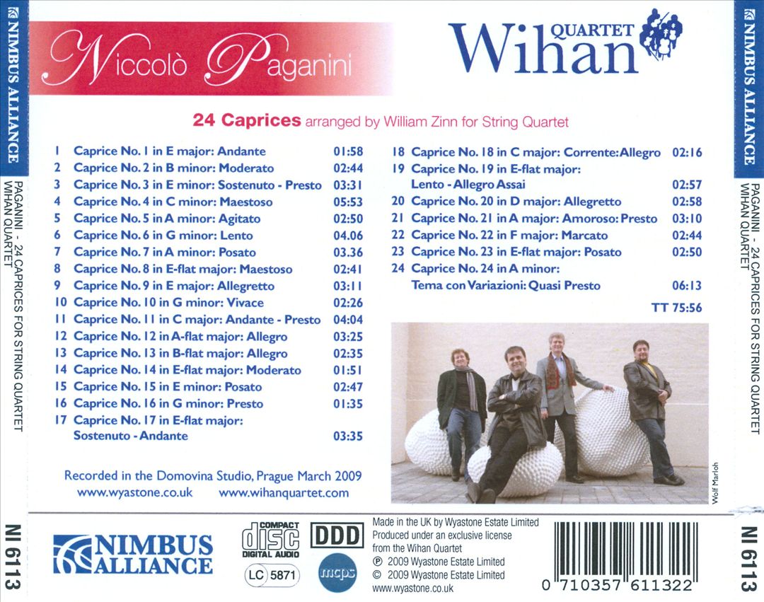 Paganini: 24 Caprices for String Quartet cover art