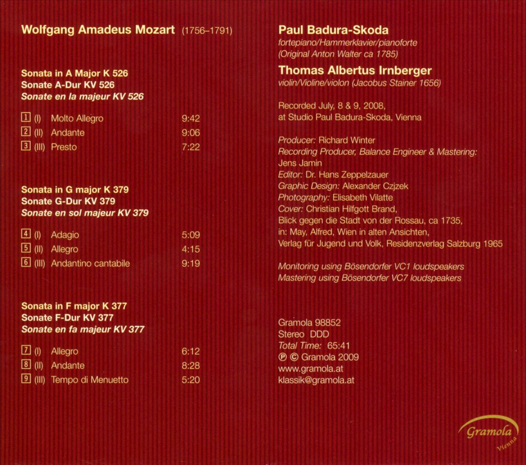 W.A. Mozart: Violin Sonatas cover art