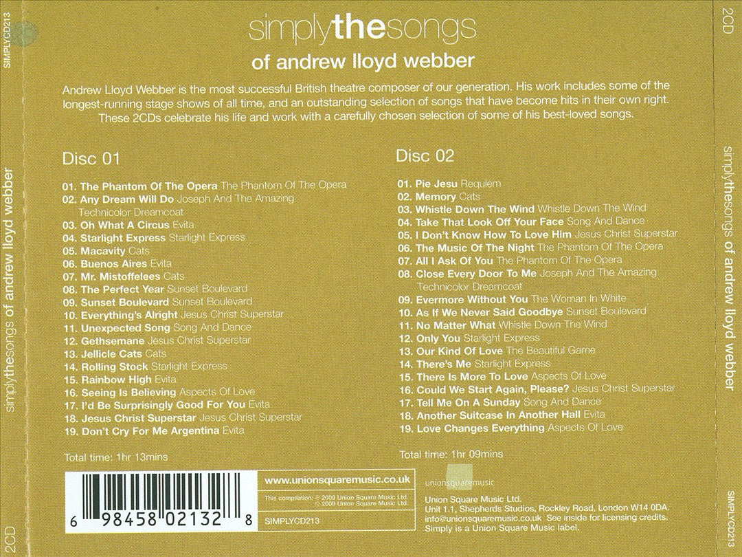 Simply The Songs Of Andrew Lloyd Webber cover art