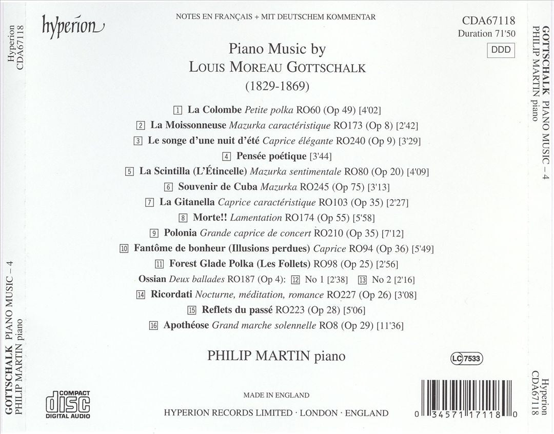Gottschalk: Piano Music - 4 cover art