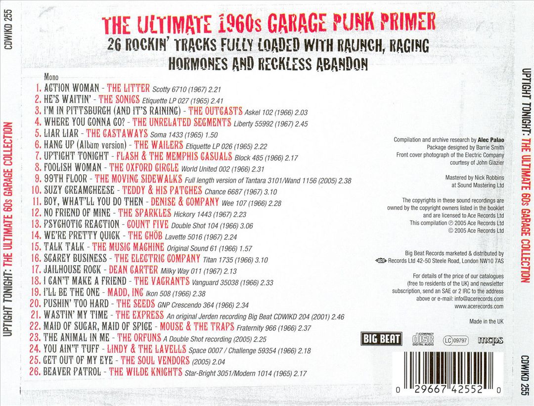 Uptight Tonight: Ultimate 60's Garage Collection cover art
